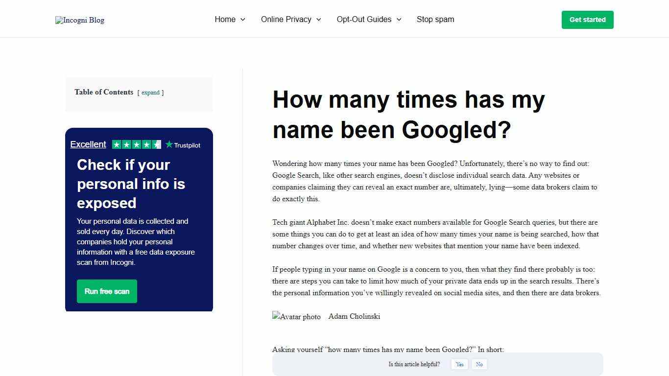 How many times has my name been Googled? [2026] | Incogni